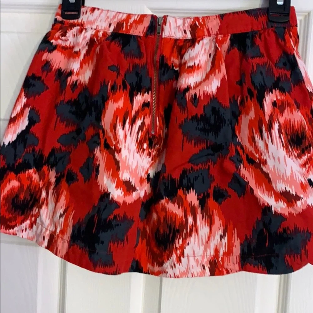 Gap Kids Red Black Print Lined Skirt